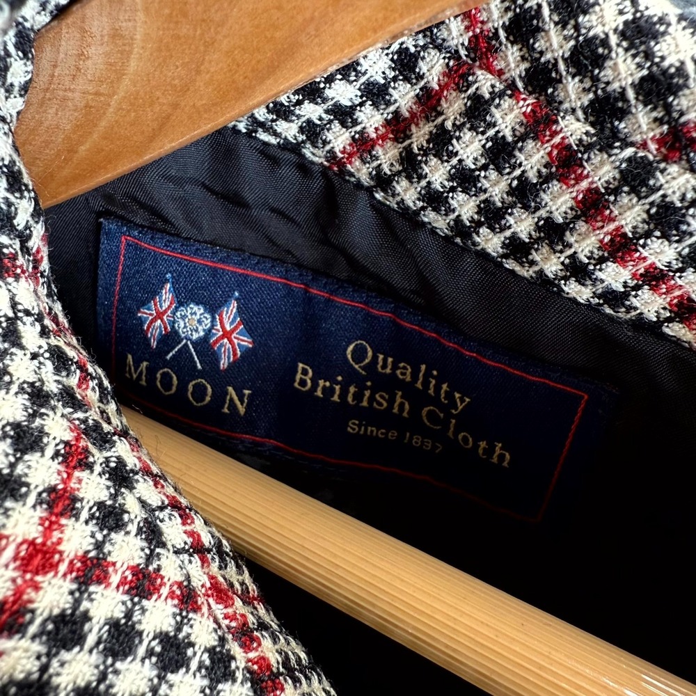 Brooks Brothers Sheath Dress Women 8 Black‎ Red Wool Houndstooth Moon British - Picture 7 of 14